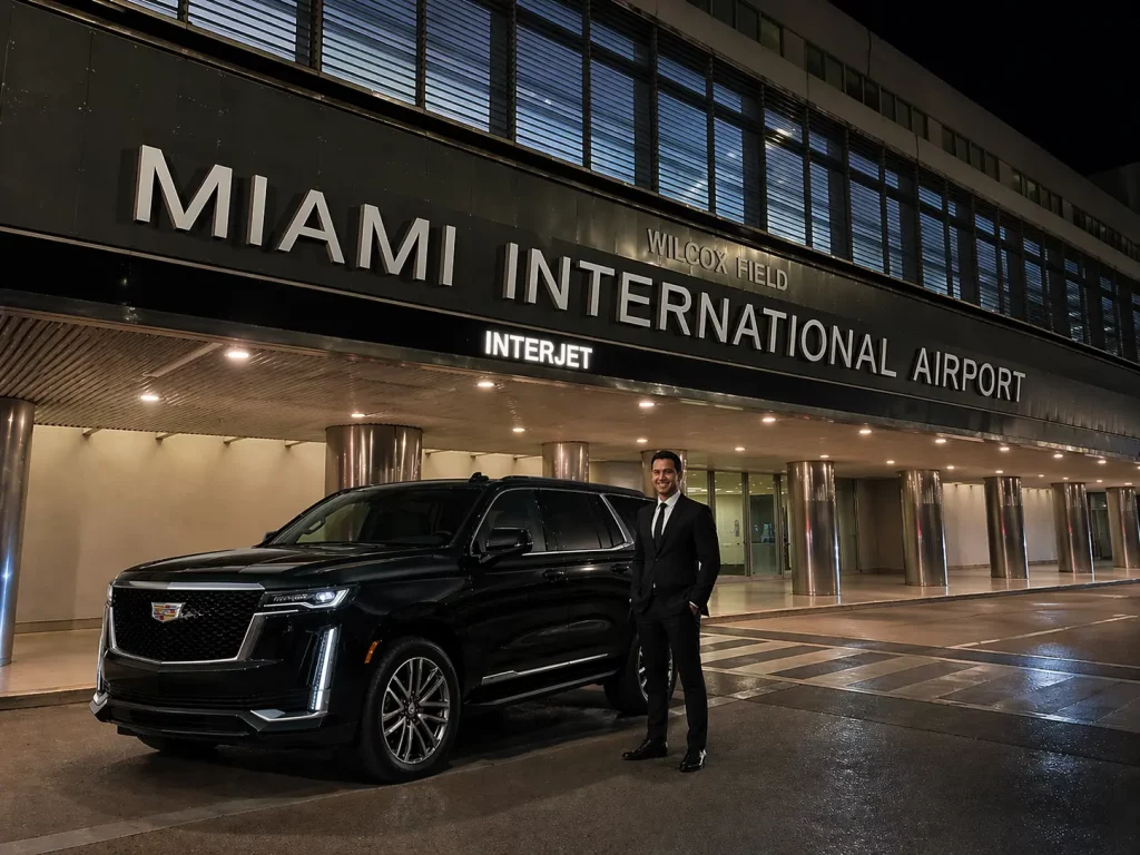 miami international airport airplane gate black car limo service